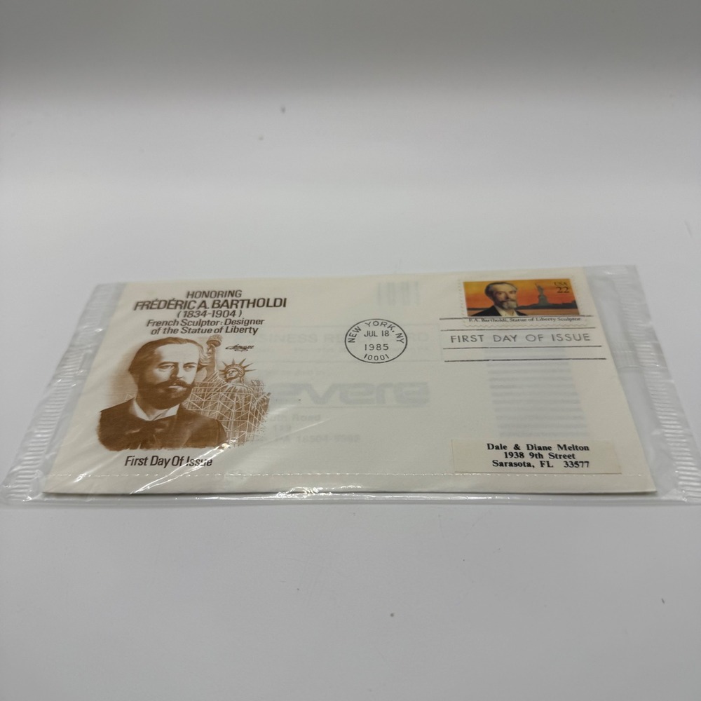 1985 Frederic A Bartholdi Statue of Liberty First Day of Issue 22c Stamp Cover